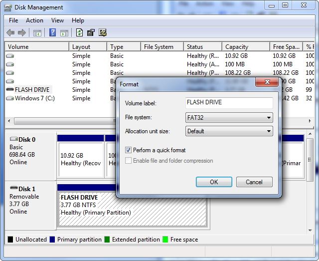format removable drive as fat32