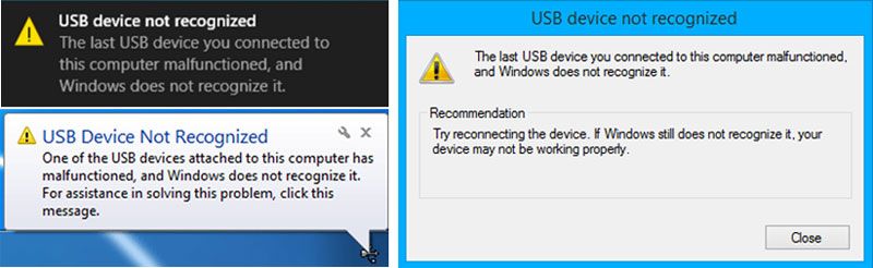 USB device not recognized
